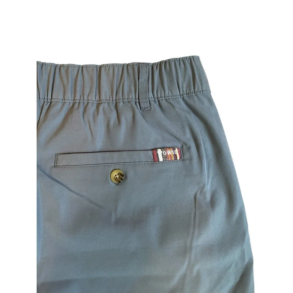 Wowie Shorts Mens L Pockets Elastic Stretch Waist Colorful Details Blue Summer